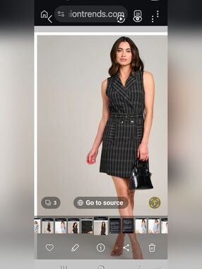 Sleeveless Double-Breasted Plaid Blazer Dress - Black/Grey